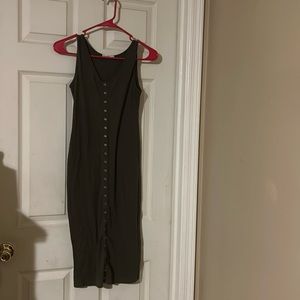 Women’s olive green front button down sleeveless dress